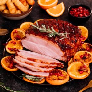 Geglazuurde ham met sinaasappel